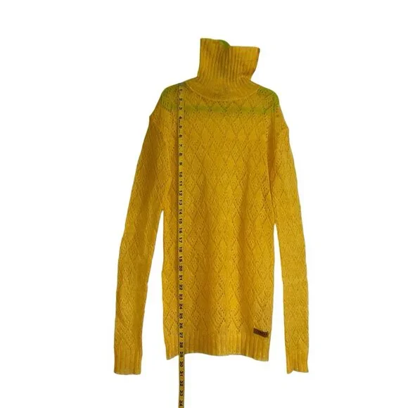 ICEWEAR Turtleneck knitted Wool Mohair long sweater Sz XS Mustard - Picture 3 of 9